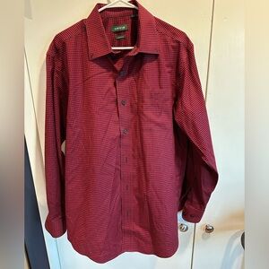 Orvis Men's Burgundy Checkered Button Down Shirt
